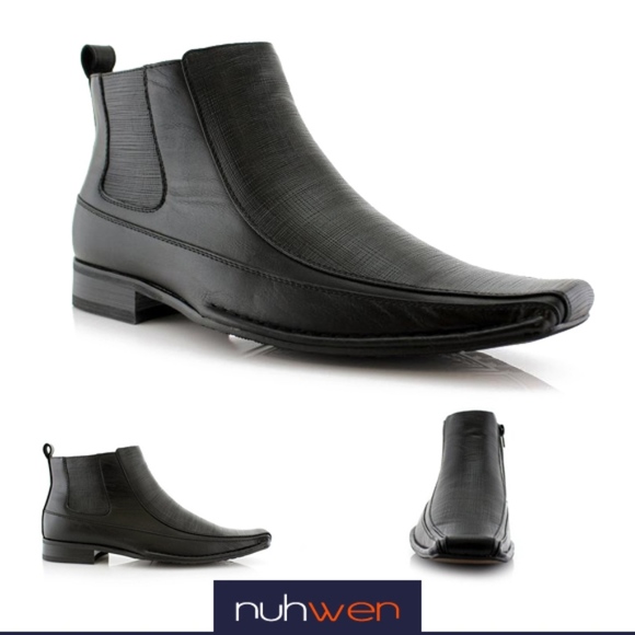 Men Black Leather Boots with 3-Layered Sole - Picture 5 of 5